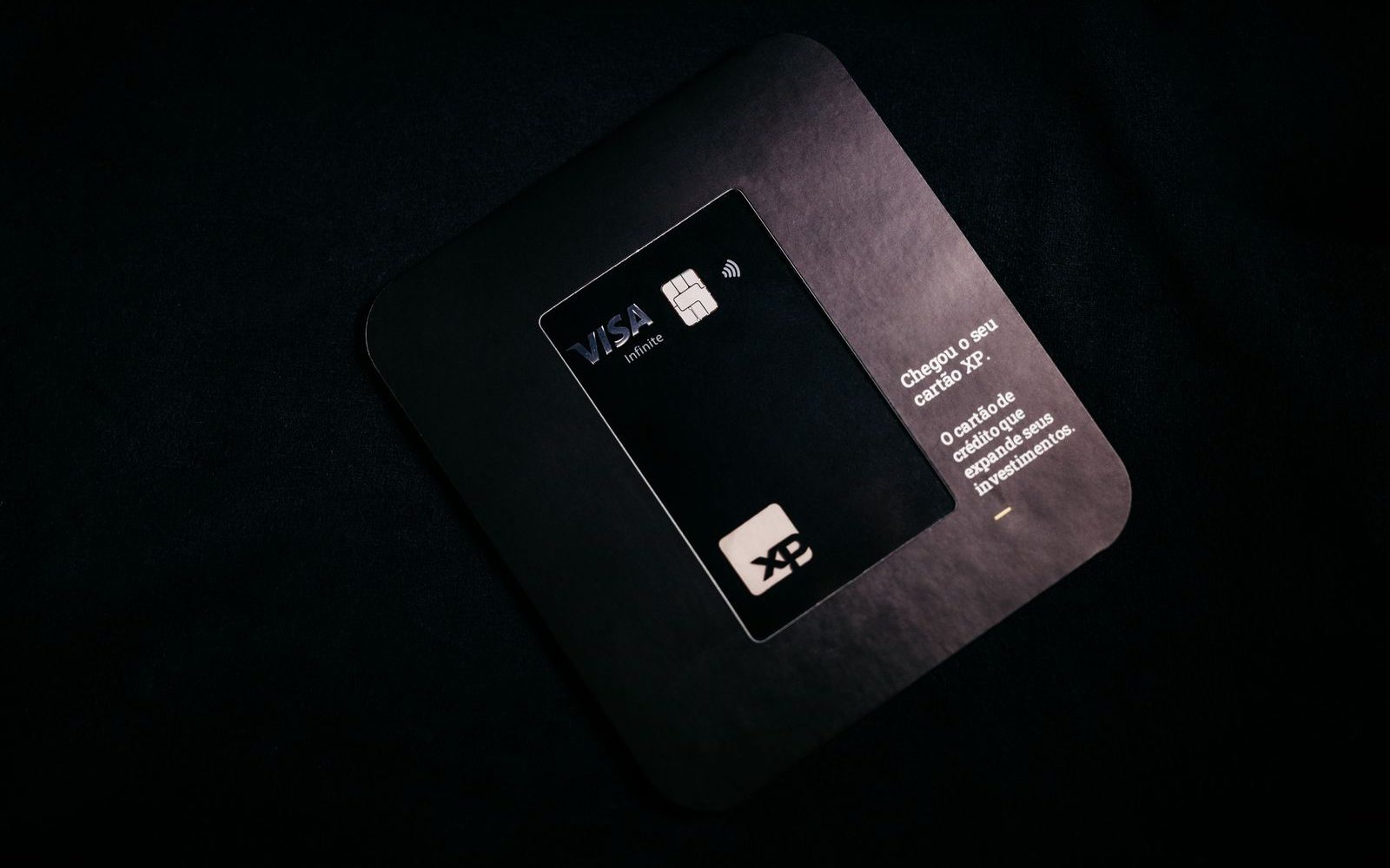 Close-up of a minimalist matte black bank card